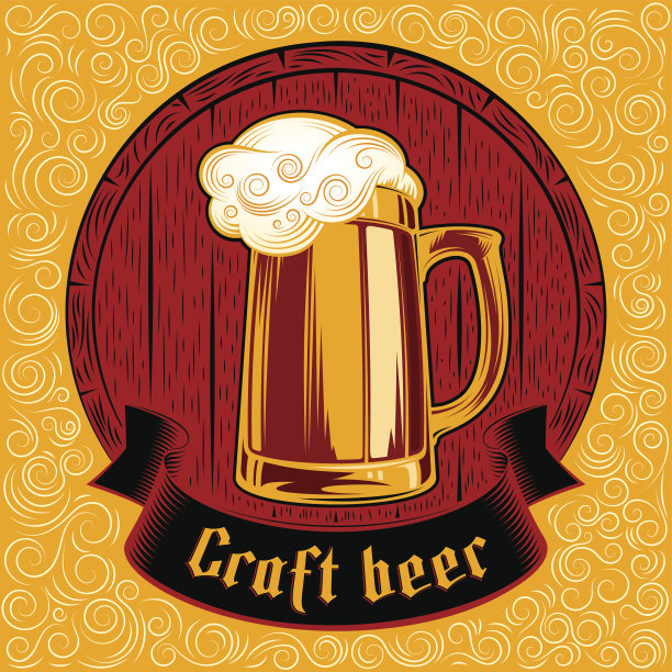 啤酒玻璃桶泡沫工艺啤酒背景漩涡彩色邮票图片下载