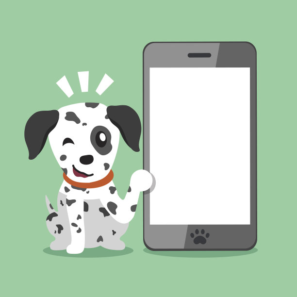 卡通人物斑点狗和智能手机图片下载