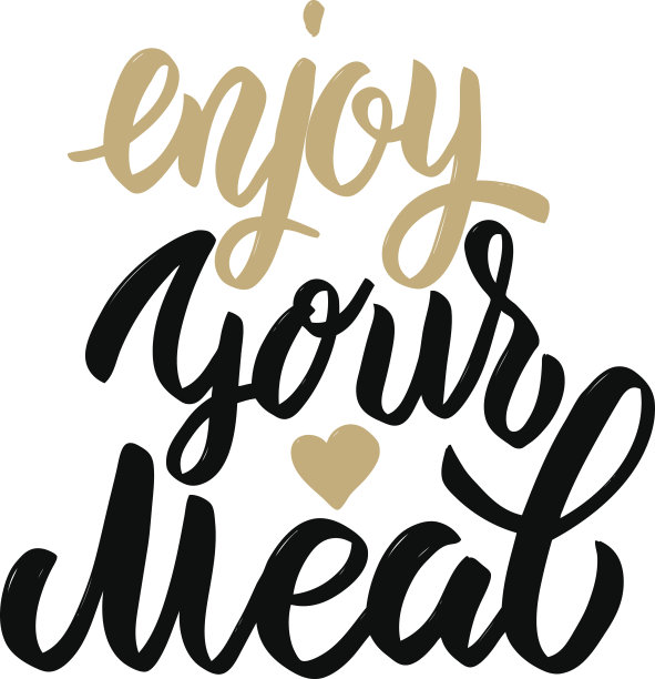 享受你的晚餐。手绘字母短语孤立在白色背景。图片下载