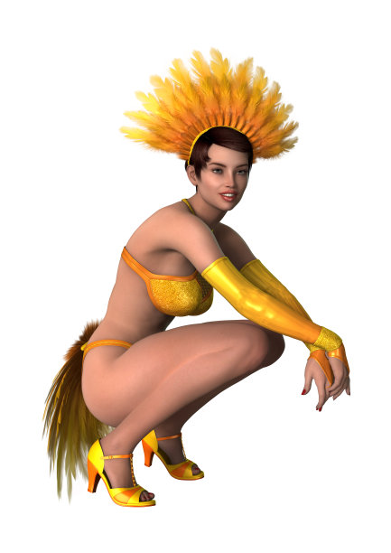 3D渲染Showgirl在白色图片下载