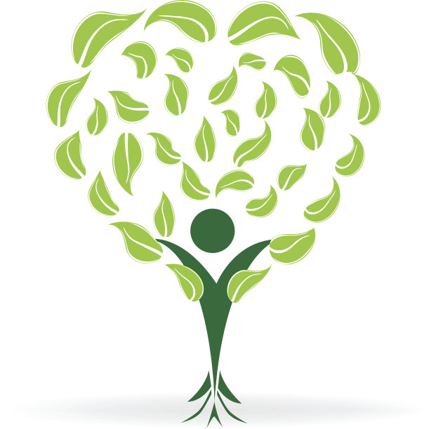树族人绿叶。生态概念图标矢量设计图片下载