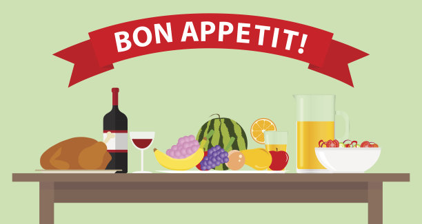 产品和菜肴摆在桌上。表设置图片下载