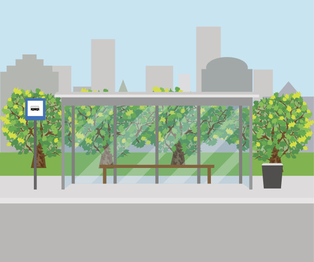 公共汽车站，正面图片下载