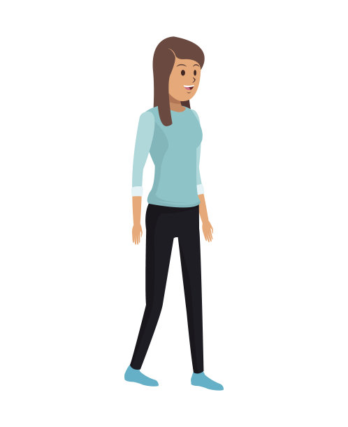 穿着蓝色t恤的年轻女子图片下载