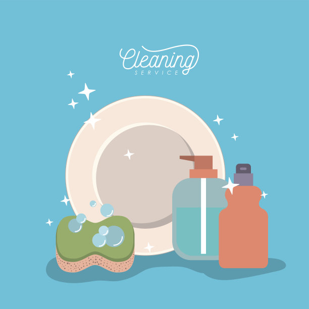 盘子和元素清洗服务的颜色背景图片下载