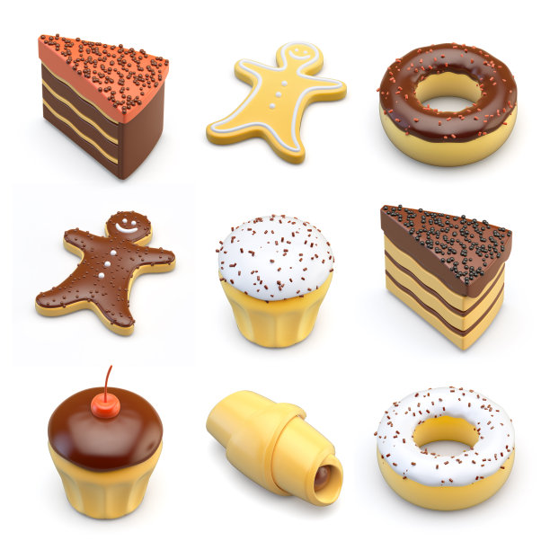 3d渲染食物对象图标图片下载