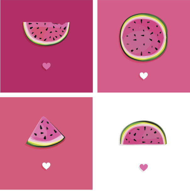 矢量西瓜片卡片。图片下载