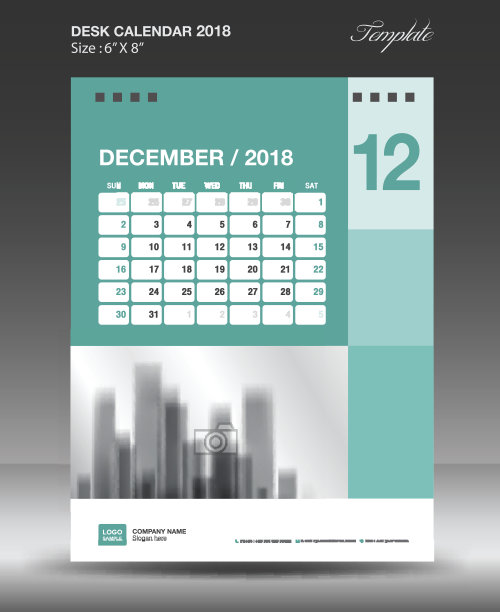 12月台历2018年模板图片下载