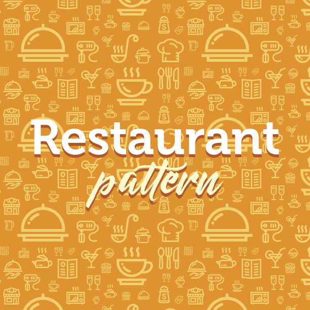 餐厅模式插图与矢量轮廓简单的平面图标纹理背景图片下载