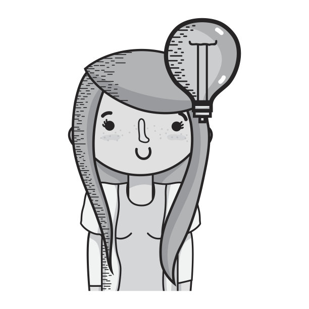 灰色女孩与灯泡的想法和发型设计图片下载