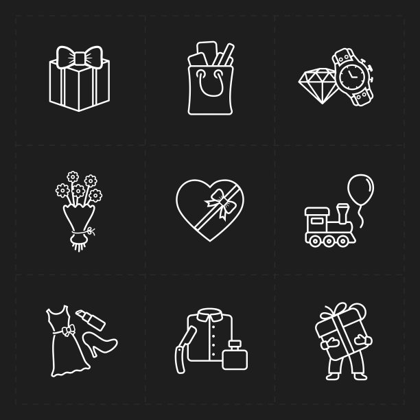 礼品平面轮廓店的图标设置图片下载