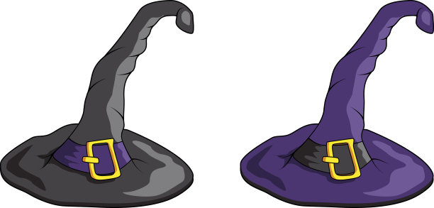 矢量隔离女巫帽。万圣节的配件。图片下载