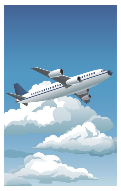飞机飞行蓝天白云好天气图片下载