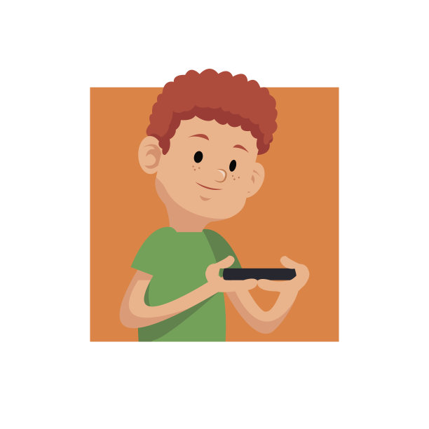 肖像玩家与手机方形橙色背景图片下载