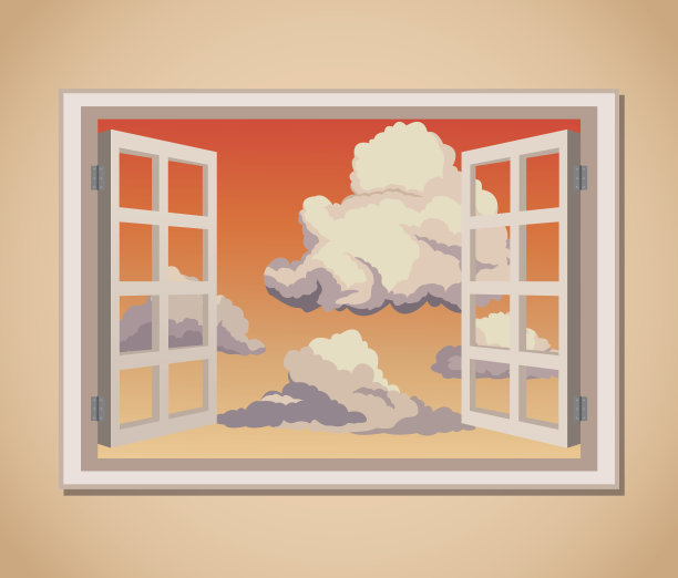 窗伴日落观云图片下载