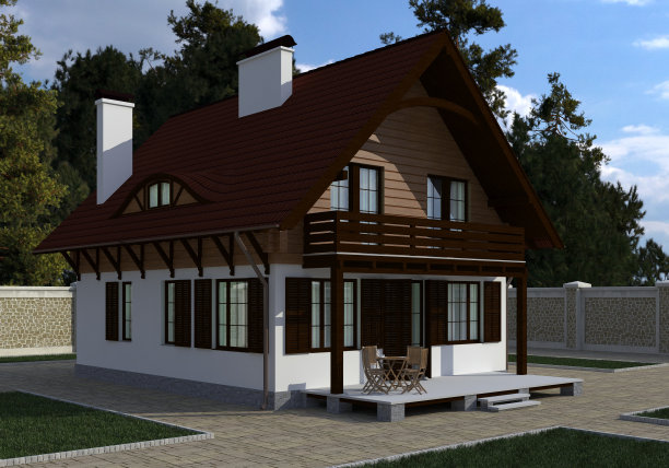 建筑照片逼真渲染3D插图图片下载