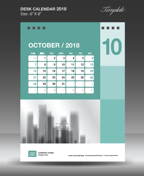 2018年10月台历模板图片下载