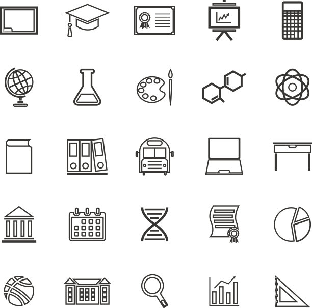 教育线图标在白色背景图片下载