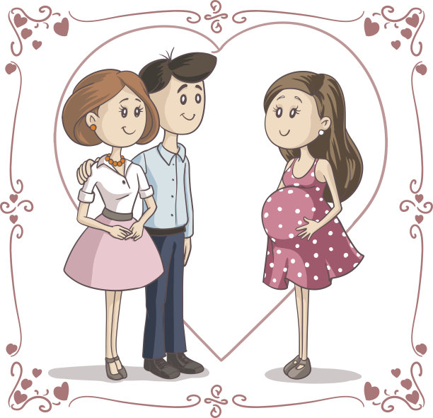 一对夫妇祝贺年轻女子怀孕素材图片