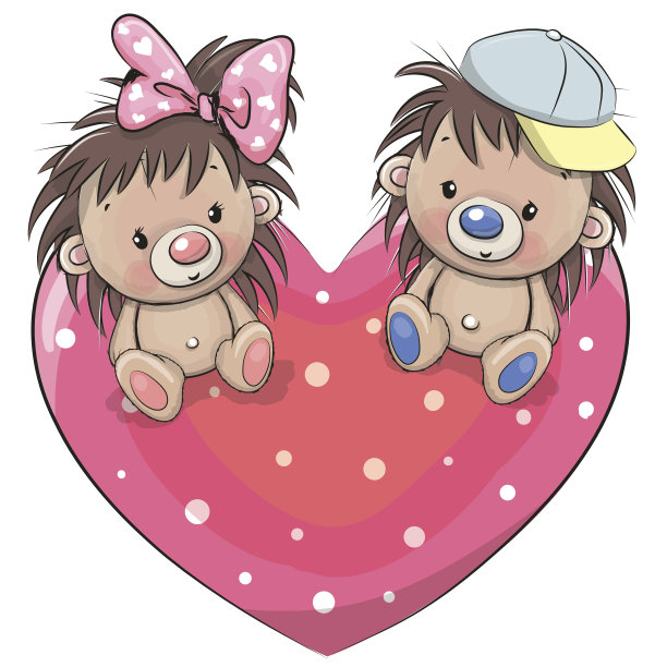 心脏上有两只可爱的刺猬图片下载