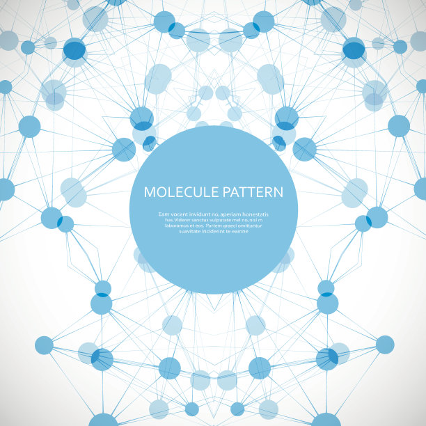 抽象几何晶格，分子在同一链上。漂亮的分子晶格。矢量构图设计图片下载
