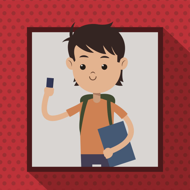 男孩用手机给学生画框点阴影背景图片下载