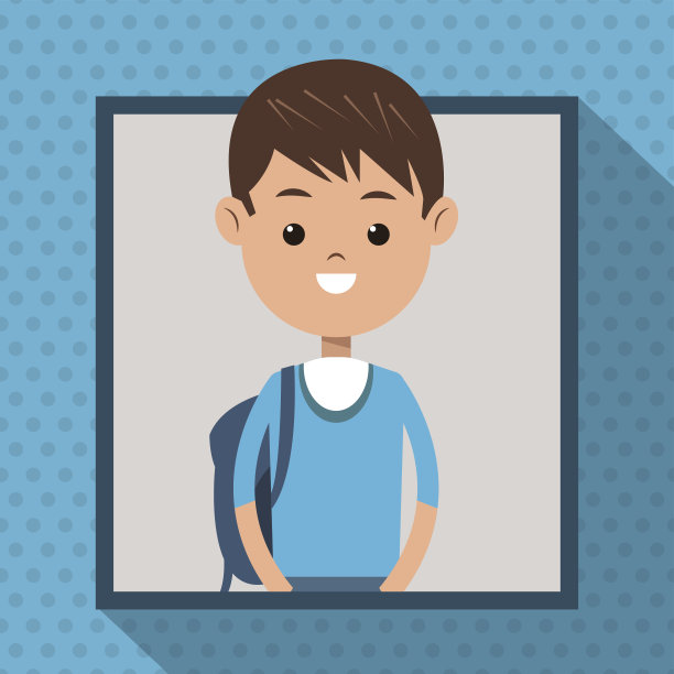 男孩蓝色t恤学生框架点阴影背景图片下载
