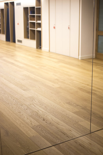 健身房健身俱乐部的瑜伽舞蹈和普拉提工作室，抛光实硬木地板木质弹簧地板图片下载