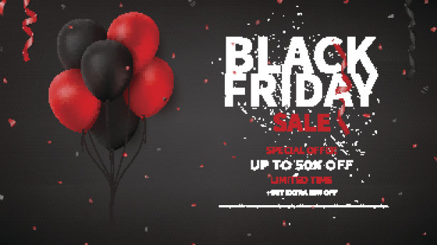 黑色星期五销售网络横幅模板素材图片