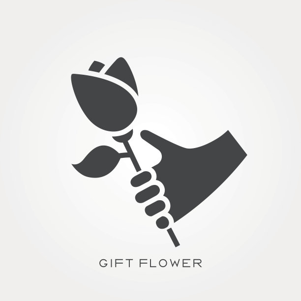 剪影图标礼物花图片下载