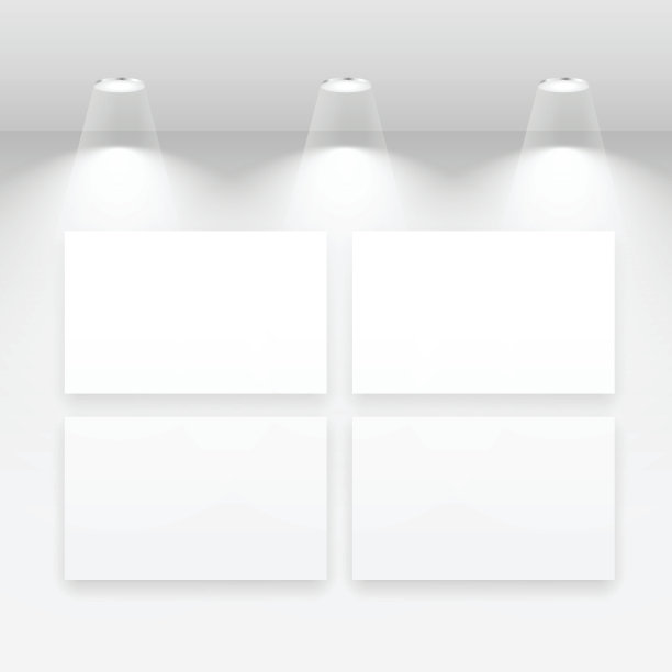 画廊内部有多个空框架图片下载