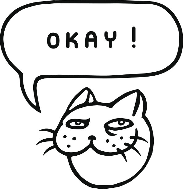 卡通猫头OK对话气泡矢量素材图片下载