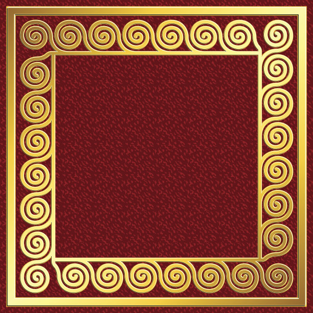 金色方形框架与希腊曲流图案图片下载