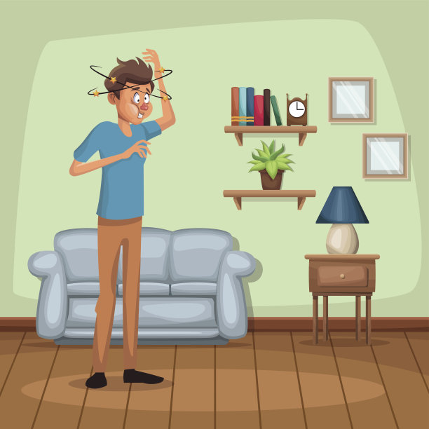 背景客厅居家有头晕呕吐病的人图片下载