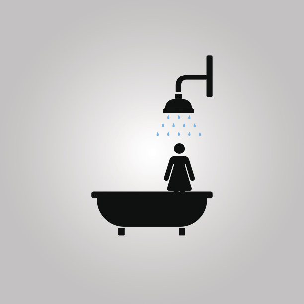 灰色背景下淋浴的女人图片下载