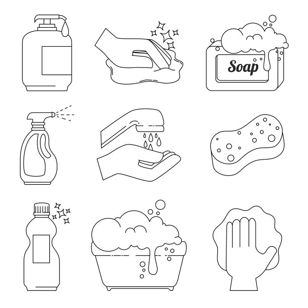 家居用品和清洁平面图标图片下载