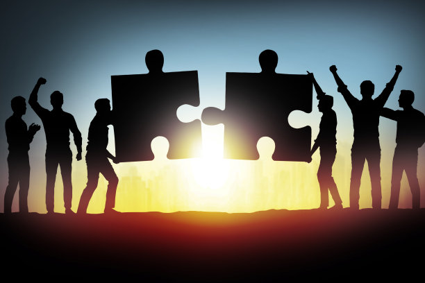 商人连接拼图碎片图片下载