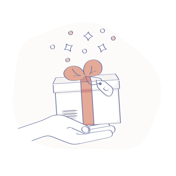送礼物。手拿礼品盒-插图素材图片