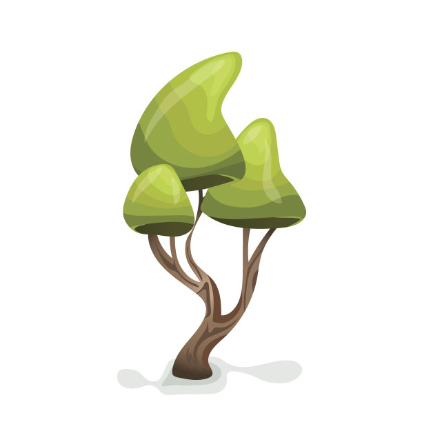 绿卡通树。矢量插图，孤立在白色上。图片下载
