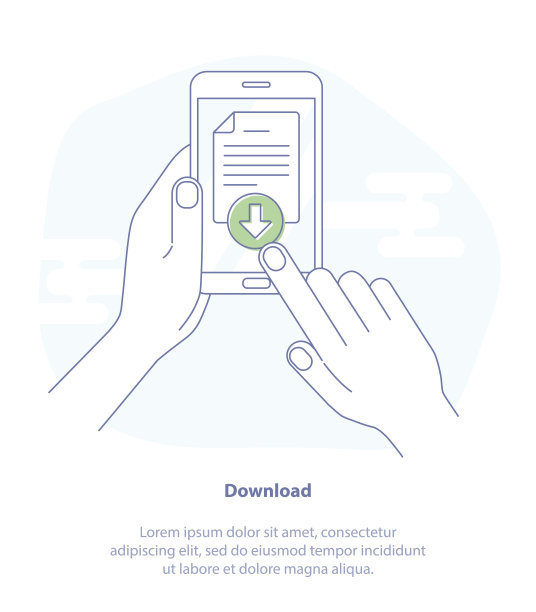 屏幕上的文件/文档下载按钮。下载文件，安装概念-矢量插图。图片下载