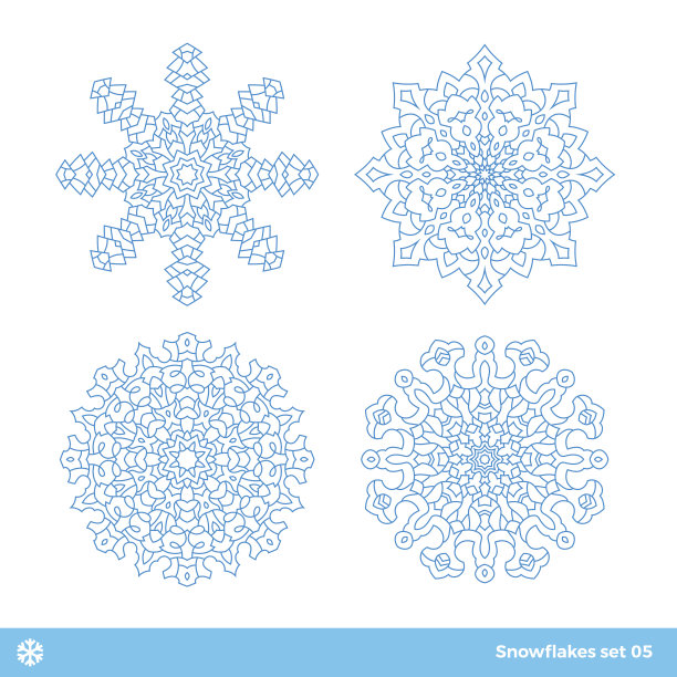 雪花矢量符号，圣诞雪图标集素材图片