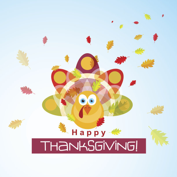 模板贺卡与一个快乐的感恩节火鸡，向量图片下载