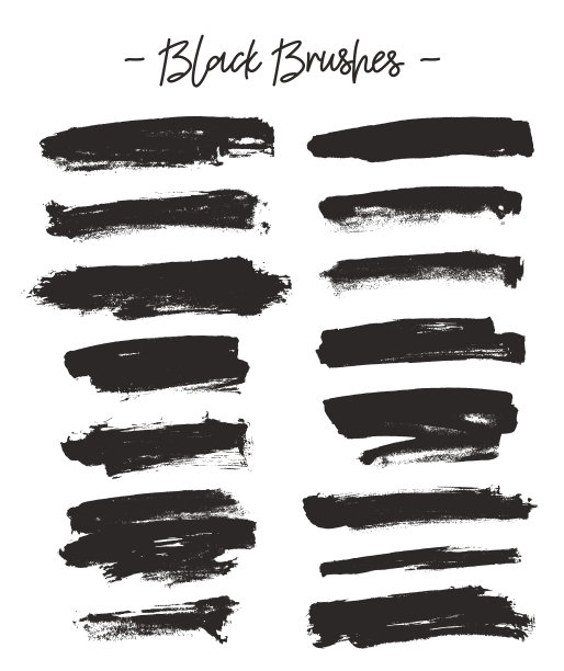 向量刷子。黑墨水套图片下载