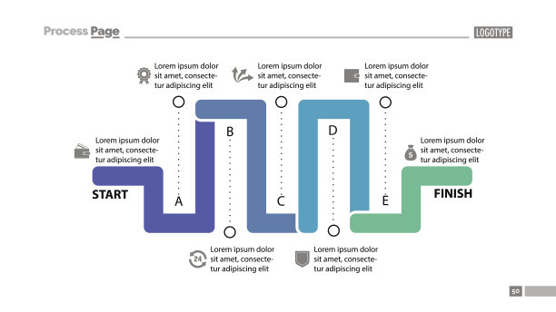 七部分工作流程幻灯片模板图片下载