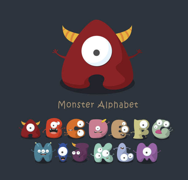 怪物卡通字母图片下载
