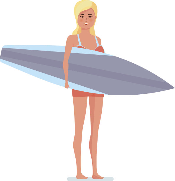 冲浪者侧身站着，手里拿着冲浪板，以便游泳图片下载