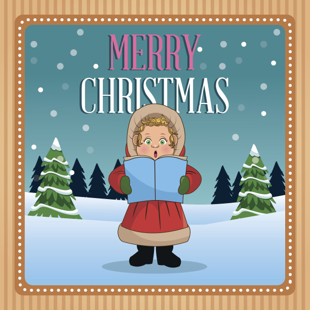 卡通圣诞颂歌演唱设计图片下载