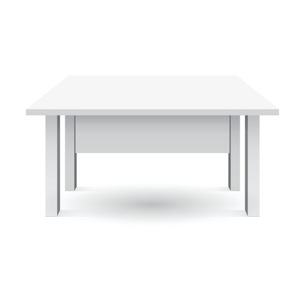 矢量3d表的对象表示。空的白色桌面孤立在白色背景上。图片下载