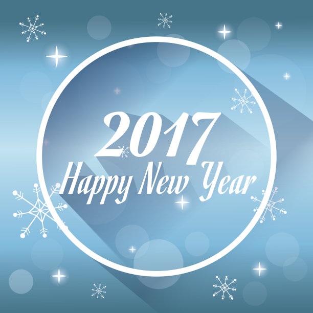 2017年新年贺卡白雪皑皑灯光蓝色背景图片下载
