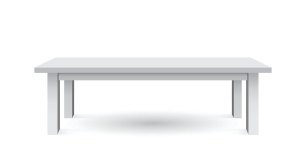 矢量3d表的对象表示。空的白色桌面孤立在白色背景上。图片下载